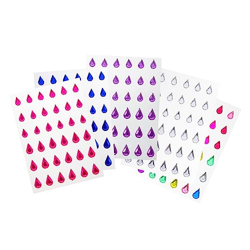 OUNONA 5Sheets Self Adhesive Face Gems Stickers for Adults DIY Rhinestone Decals for Makeup for Parties Festivals Halloween and Costumes