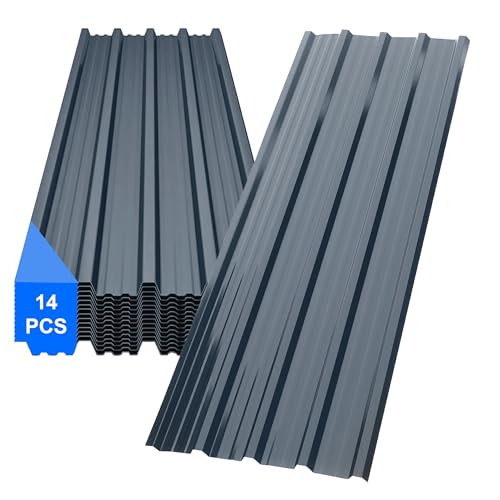 NICEWEEK 14er Set Trapezblech 110x46cm, 7m² verzinkt Profilblech Dachblech, Wellblech Platten für Dach, für den Bau von Garagen, Carport, Gewächshä, Vordach, Rostresistent, Wasserdicht (Grau) NICEWEEK 14er Set Trapezblech 110x46cm, 7m² verzinkt Profilblech Dachblech, Wellblech Platten für Dach, für den Bau von Garagen, Carport, Gewächshä, Vordach, Rostresistent, Wasserdicht (Grau)