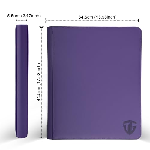 Image of 16 Pockets Trading Card Zipper Binder for 1000+ Cards| Secure Side Loading Pockets | Trading Card Album Folder | Compatible with YuGiOh, MTG,Sports Cards (Purple 16)