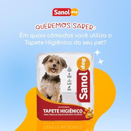 Sanol Dog, Tapete Higiênico Descartável para Cães, 14 unidades, Tamanho total 60cm X 57cm, Tamanho d