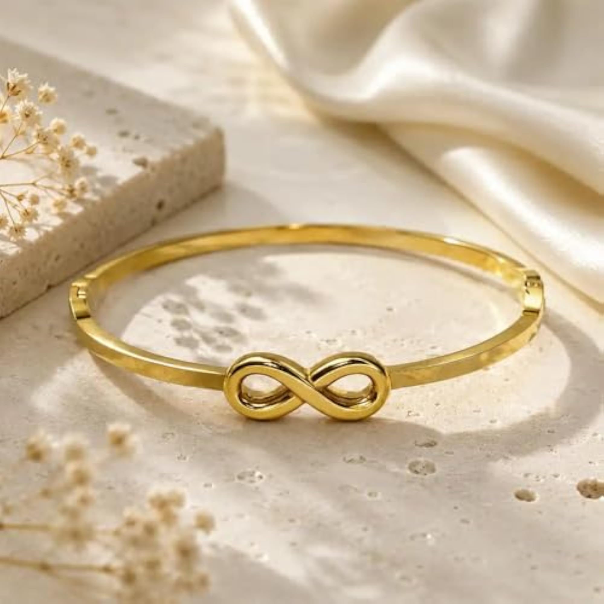 Anti Tarnish Stainless Steel Openable Infinity Bracelet & Kada Cuff Bangle