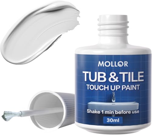 MOLLOR para Baños y Azulejos, Bolígrafo de Pintura Blanco Brillo Semicintil para Rayones/Grietas en Bañeras, Porcelana, Esmalte e Inodoros, 30ML (Blanco) - Pintura Reparadora Rápida Resistente al Agua