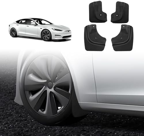 Motrobe Tesla Model S 2021-2026 Model S Plaid 2021-2025 Mud Flaps Splash Guards [No Drilling No Tape] TPE Mudguards All Weather Mudflaps Fender Protector Model S Exterior Accessories Set of 4
