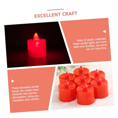 Velas LED sin llama rojas pequeñas velas cónicas decoración bodas Didiseaon 6