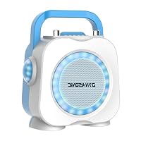 DYNASONIC Karaoké Bluetooth DK-201 Avec 2 Micros – Enceinte LED Portable, Rechargeable, Pour Enfants (rose)