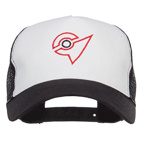 Ash Ketchum Unova League Embroidered Mesh Cap - White Black OSFM