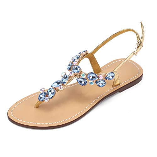 AIJIVOU Women's Rhinestone Flat Sandals, Women Flip Flops with Clip Toe RingBeadeed Rhinestone Crystal Jeweled Sandal Shoes for Summer Beach Oceanside Holiday Outdoor4
