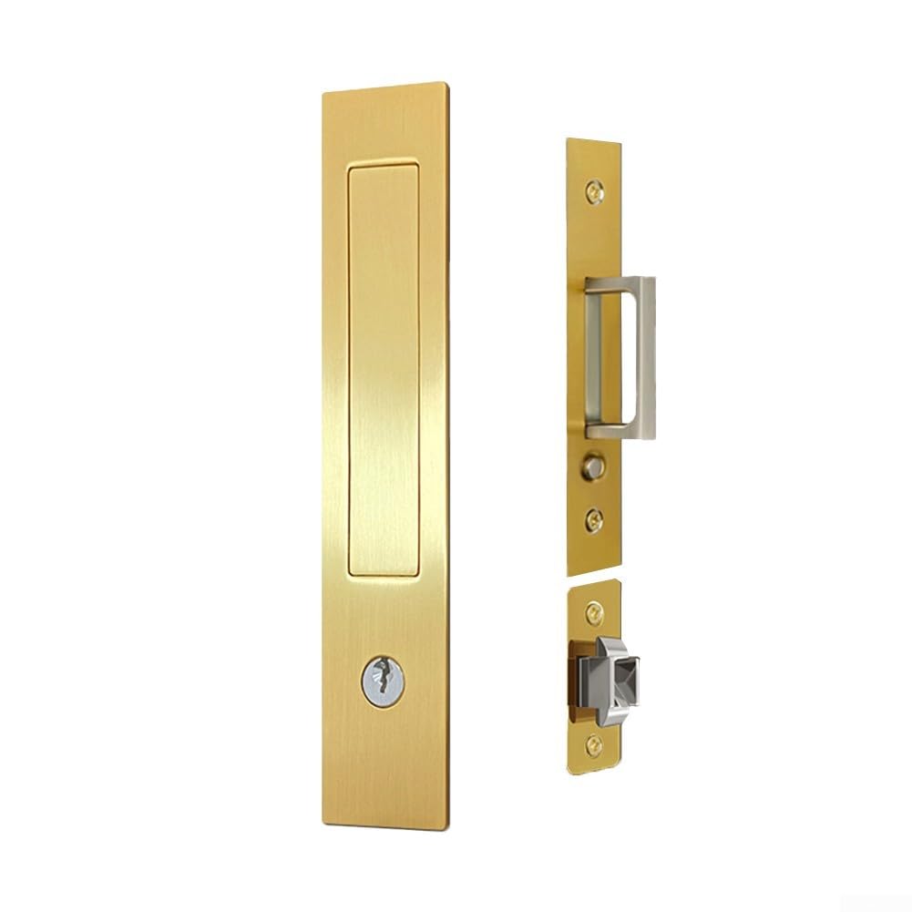Verrou de porte coulissante poignée dissimulée matériel bricolage doré