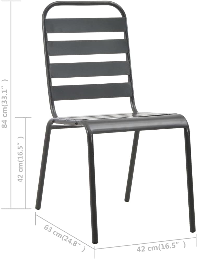 Stackable Patio Chairs 2 pcs,Bistro Chairs,Lounge Chairs,Lawn Chairs,Camping Chair,Beach Chairs,Poolside Chairs,Indoor Chair,Slatted Design,for Lawn,Garden,Backyard,Poolside,Porch,Steel Gray