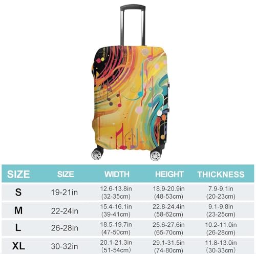 Abstract Music Themed Luggage Cover, Elastic Luggage Protector Fits 19-32in Suitcases, Washable & Anti-Scratch Suitcase Cover for Men Women M2