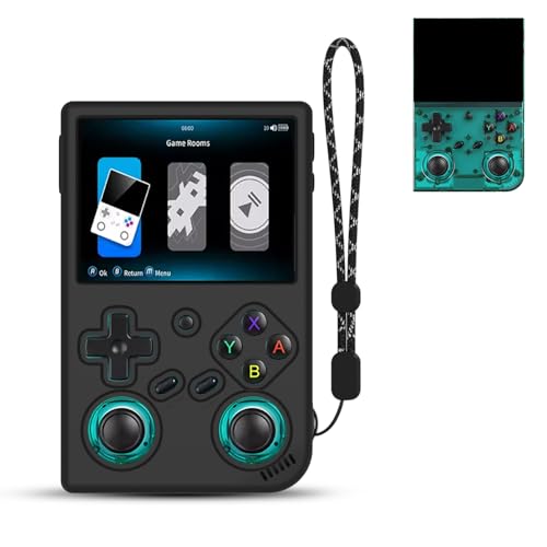 FIOPAZ for Anbernic RG35XX Pro Silicone Protective Case Only Compatible with RG35XXPro Handheld Game Console Accessories Anti-Scratch Washable Soft Silicone Cover with Lanyard (Black)
