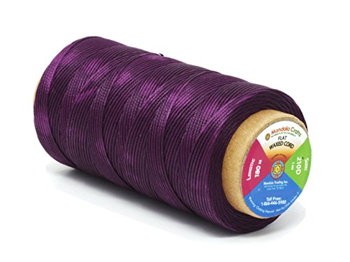 Mandala Crafts 150D 210D 0.8mm 1mm Leather Sewing Stitching Flat Waxed Thread String Cord (210D 1mm 180M, Purple)