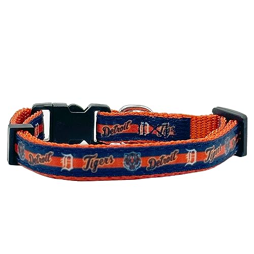 MLB CAT Collar Detroit Tigers Satin Cat Collar Baseball Team Collar for Dogs & Cats. A Shiny & Colorful Cat Collar with Ringing Bell Pendant