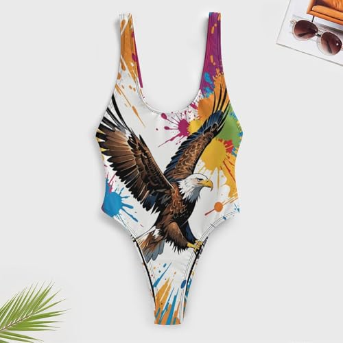 Women's One-Piece Swimsuit Butterfly Print Bathing Suit Casual High Cut Swimsuits3
