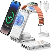 REOKILY 3 in 1 Wireless Charging Station Mag-Safe Charger Stand iPhone and Watch Charging Stand for iPhone 15/14/13/12 Max/Pro/Mini and for Airpods 1/2/3/Pro