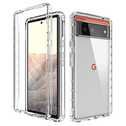 ESTH® Transparent TPU Hülle für Google Pixel 6 360 Grad Case Stoßfest Staubdicht Klar Handyhülle, Outdoor Panzerhülle mit PC Bumper, OHNE Displayschutz, Kristall