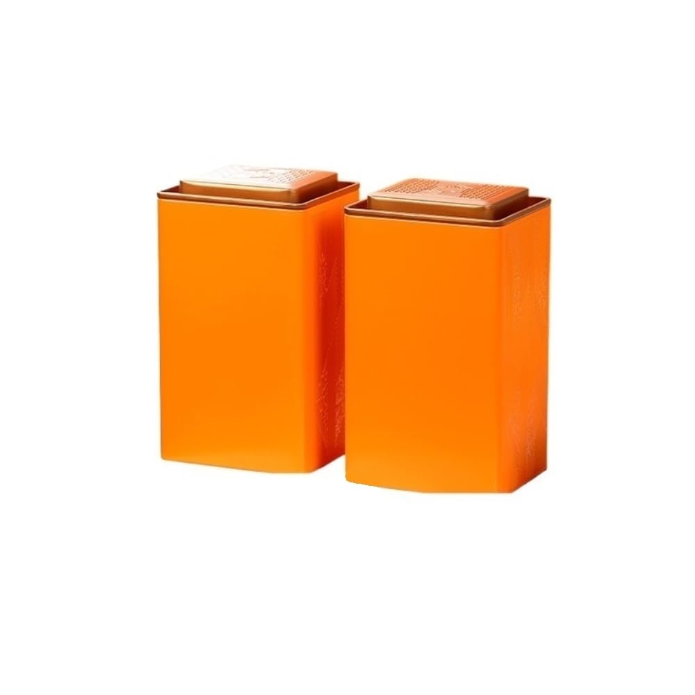 Lata de té Contenedor de Almacenamiento té a Granel, Tarro Cuadrado, Lata sellada, vacío, Juego Chino Retro, Caja Regalo con Doble Carrito de té(D,L)