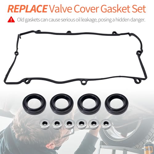 Image of HiSport Engine Valve Cover Gasket Set VS50627R | Compatible with Acura CSX RSX ILX TSX Compatible with Honda Civic CR-V Crosstour Accord Element 2002-2013 2.0L 2.4L