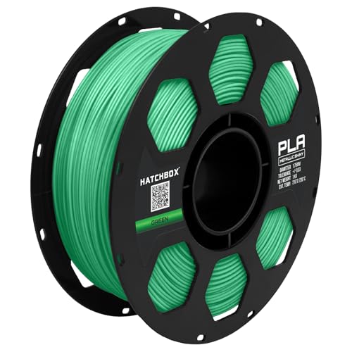 HATCHBOX Metallic Finish PLA 3D Printer Filament, Dimensional Accuracy +/- 0.03 mm, 1 kg Spool, 1.75 mm, Green