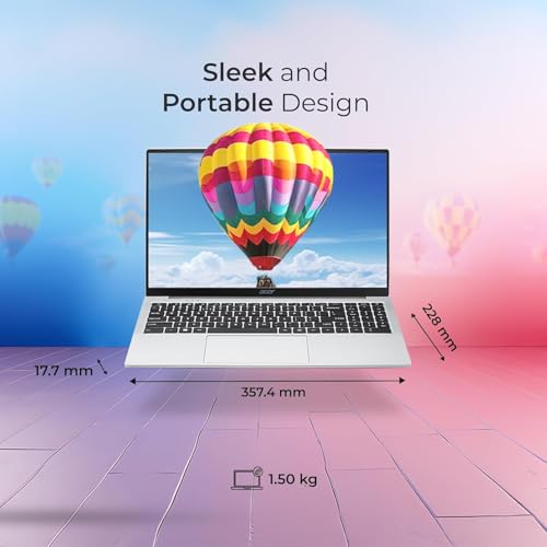 Image of acer Aspire 3, Intel Celeron N4500, 12GB LPDDR4 RAM, 512GB SSD, Intel UHD Graphics, 15.6 inch /39.62cm HD, Windows 11 Home,Office Home & Student 2024, Pure Silver, 1.5KG, A325-45, Thin and Light Laptop