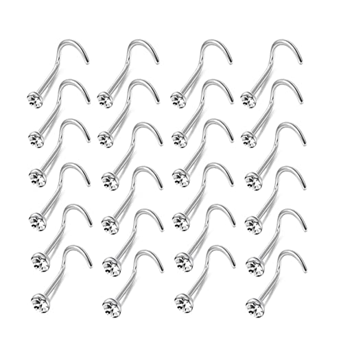OMAIGAR Screw Shaped Nose Studs, 60pcs Nose Piercing Jewelry, Hypoallergenic Surgical Stainless Steel Nose Rings Studs for Women Men