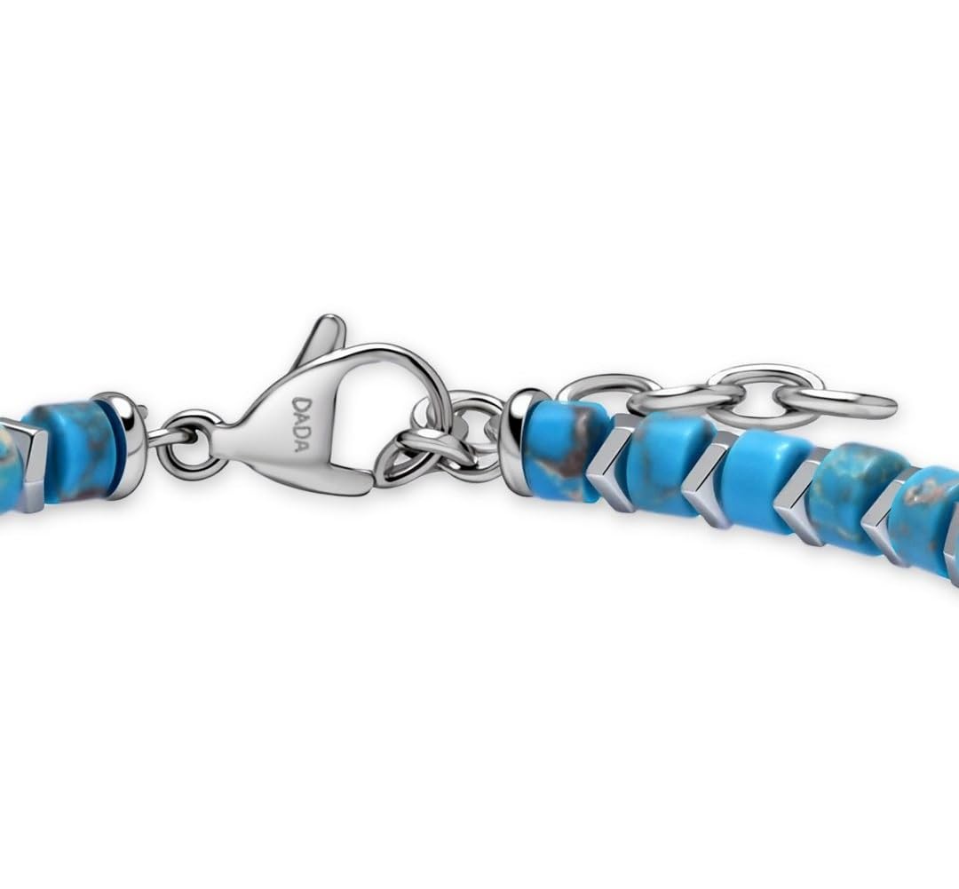 Dada Gioielli - Bracciale Uomo Donna con Pietre Naturali Multicolor e Acciaio Inossidabile, Design Moderno Elegante, Regolabile, Idea Regalo