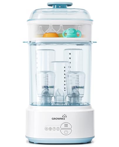 Image of Bottle Sterilizer and Dryer, Compact Electric Steam Baby Bottle Sterilizer (Esterilizador de Biberones), Bottle Sanitizer for Baby Bottles, Pacifiers, Pump Parts Blue