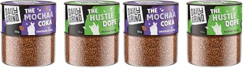 Image of DAILYGRIND Hazelnut & Chocolate Mochaa Instant Coffee 50g Each (Pack of 4) | Freeze-Dried Pure Arabica Coffee Granules |For Mochas, Espresso, Cappuccino, Latte, Frappes | Hot & Cold Coffee - 50 Cups