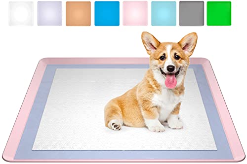 Skywin Dog Puppy Pad Holder Tray - No Spill Pee Pad Holder for Dogs - Pee Pad Holder Works with Most Training Pads, Easy to Clean and Store (Rose)