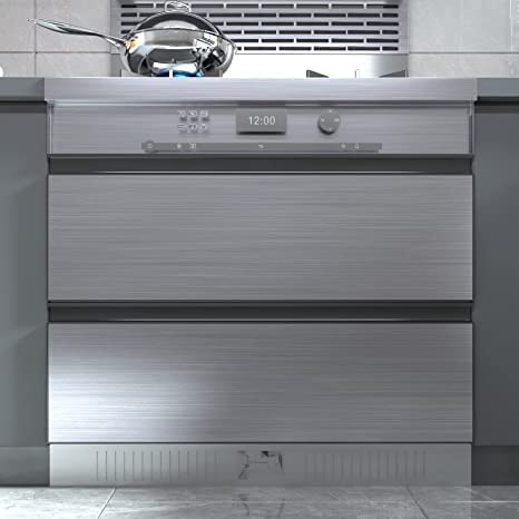 Image of WALLMATE Brushed Vinyl Wallpaper Stainless Look Vinyl Contact Paper Peel and Stick Wallpaper for Kitchen Backsplash Self Adhesive Wallpaper Dishwasher Fridge Appliances (24 x 255 inch)