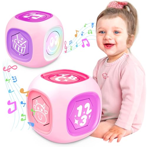 Image of Musical Learning Toys for 1+ Year Old Girl, Bilingual Early Learning Educational Cube with Light & Sound, Baby Girl Toys 12-18 Month, Christmas Birthday Gifts for Toddler Girl 1-2 Year Old