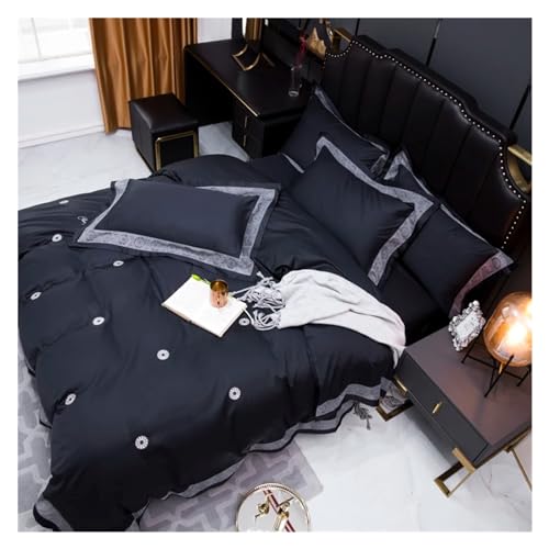 Ropa de cama de algodón egipcio King de 4 piezas con sábana plana 8