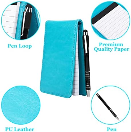 A7 Notebook Leather Mini Pocket Notebook With Pen A7 Soft Cover Notebook Notepad With Pen Pad Holder Working Small Notebook A7 Handy Jotter Personal Planner Memo Pad Police Steno Notebook