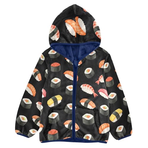 CHIFIGNO Sushi Black Toddler Winter Jacket, Kids Zip up Hoodie Soft for Fall Winter Spring 3T
