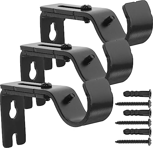 Cabilock 3Pcs Curtain Rod Brackets Curtain Holder Adjustable Drapery Rod Holders Metal Window Curtain Rod Support Hanger with Screws