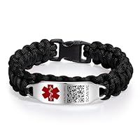 Theluckytag Medizinisches Notfall-Halsband für Damen und Herren – 48,3 cm medizinisches Halsband mit graviertem QR-Code, medizinische ID-Halskette – mehr Platz, individuelle