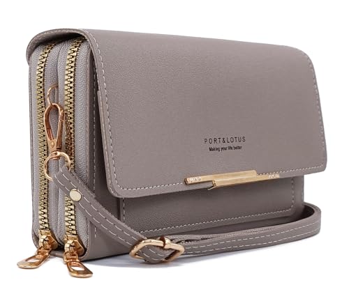 PORT&LOTUS Grey Small Cross Body Bags for Women PU Leather