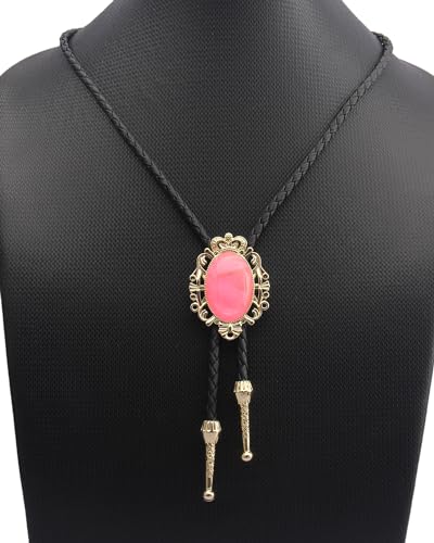 Image of GelConnie Native American Bolo Tie Rodeo Cowboy Leather Necktie Western Necklace Costume Accessories for Men,Women