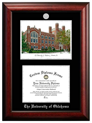Campus Images NCAA Oklahoma Sooners Unisex Silver Medallion Frame University of Oklahoma 11w x 8.5h Silver Embossed Diploma Frame Lithograph, Brown, One Size