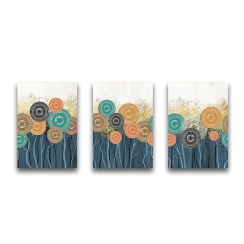 Tableau Déco Nature triptyque à rayures abstraites en toile