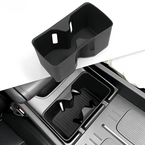 Image of Cup Holder Insert for Hyundai Santa Fe 2026 2025 2024, Interior Accessories Center Console Slicone Cup Holder Cover Liner for Hyundai Santa Fe 2024-2026, Black