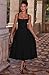 Memoriesea Women's Elegant Square Neck Swing A Line Wedding Evening Party Midi Dress Black