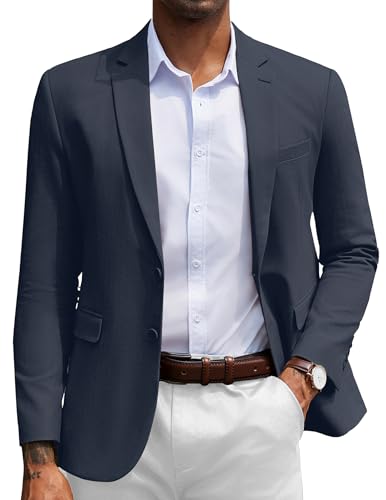 Blazer décontracté à chevrons pour homme en coton bleu marine ajusté XX-Large