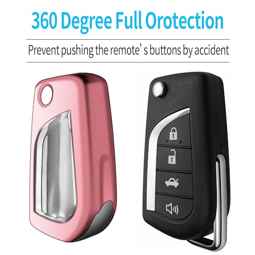 Image of Tukellen for Toyota Key Fob Cover,Special Soft TPU Key Case Cover Protector Compatible with 2018-2024 Camry SE /LE,2020-2025 RAV4 LE,Corolla SE /LE Smart Key-(Pink)