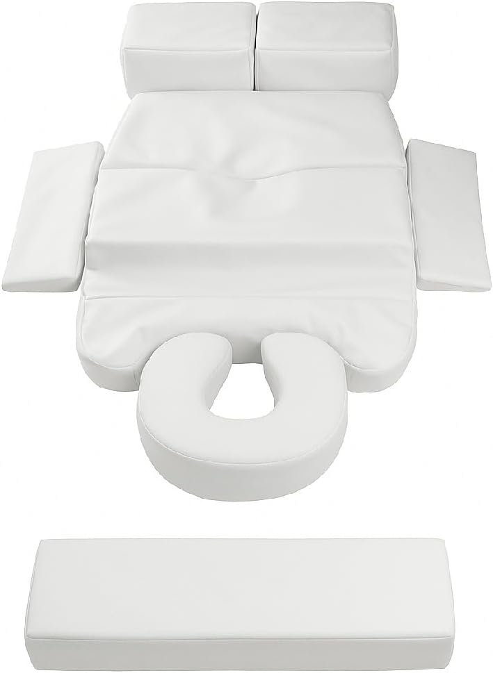 Royal Massage Premium 10-Piece Prenatal Massage Cushion Set with Face Cradle & Carrying Case – Full Body Support for Pregnant Clients (White)