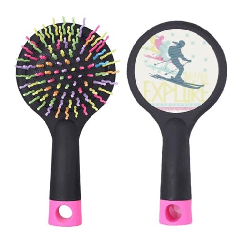 Brosse à cheveux démêlante illustrée sport de ski d'hiver avec coussin d'air pour salon