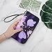 Lotuses Flower And Butterfly Leather Wallet Fashion Purse Long Pouch with Wrist Strap for Men Women