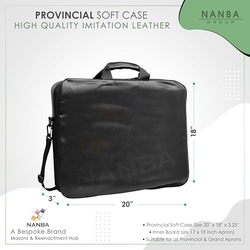 Masonic Apron Carrying Case - Lightweight Soft Black - Imitation Leather - Masonic Regalia Apron Case (Provincial)3