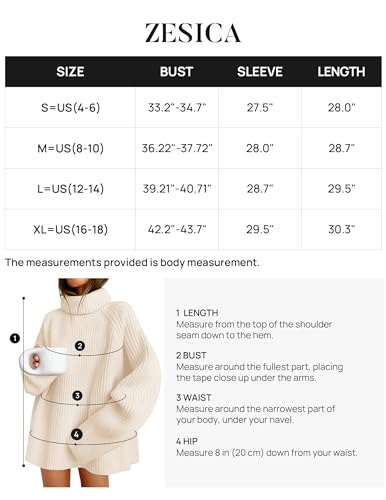 Zesica CASUAL Women'S 2024 Winter Sweaters Oversized Turtleneck Long Sleeve Chunky Knitted Pullover Sweater Jumper Tops,Apricot,Small thumb #5