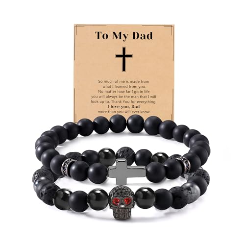 Beaded Bracelets for Men Dad Birthday Gifts Beaded Jewelry Healing Stone Bracelets for Him Dad Anniversary Dad Gift Ideas Daddy Gifts from Daughter To